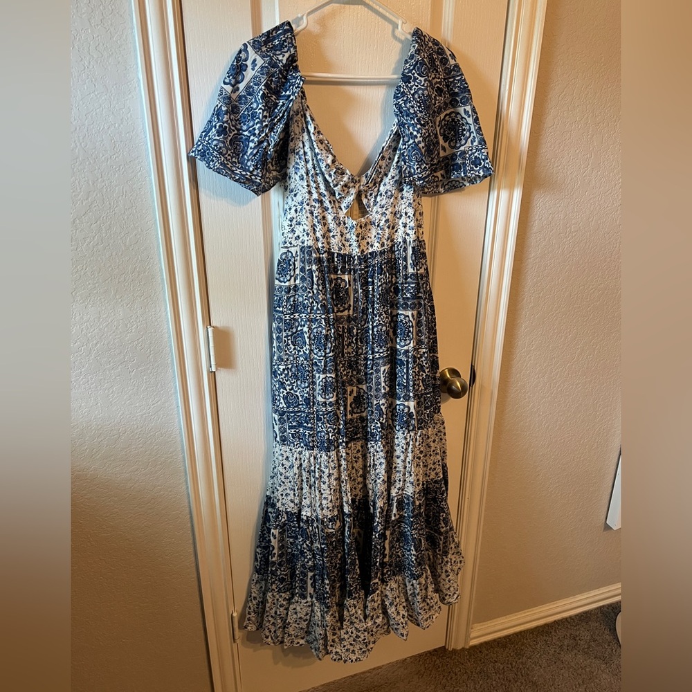 Abercrombie & Fitch Blue and White Maxi Dress